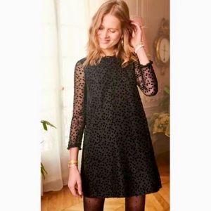 Sezane Sheer Black Dress Velvet Polka Dot | Size:38/6